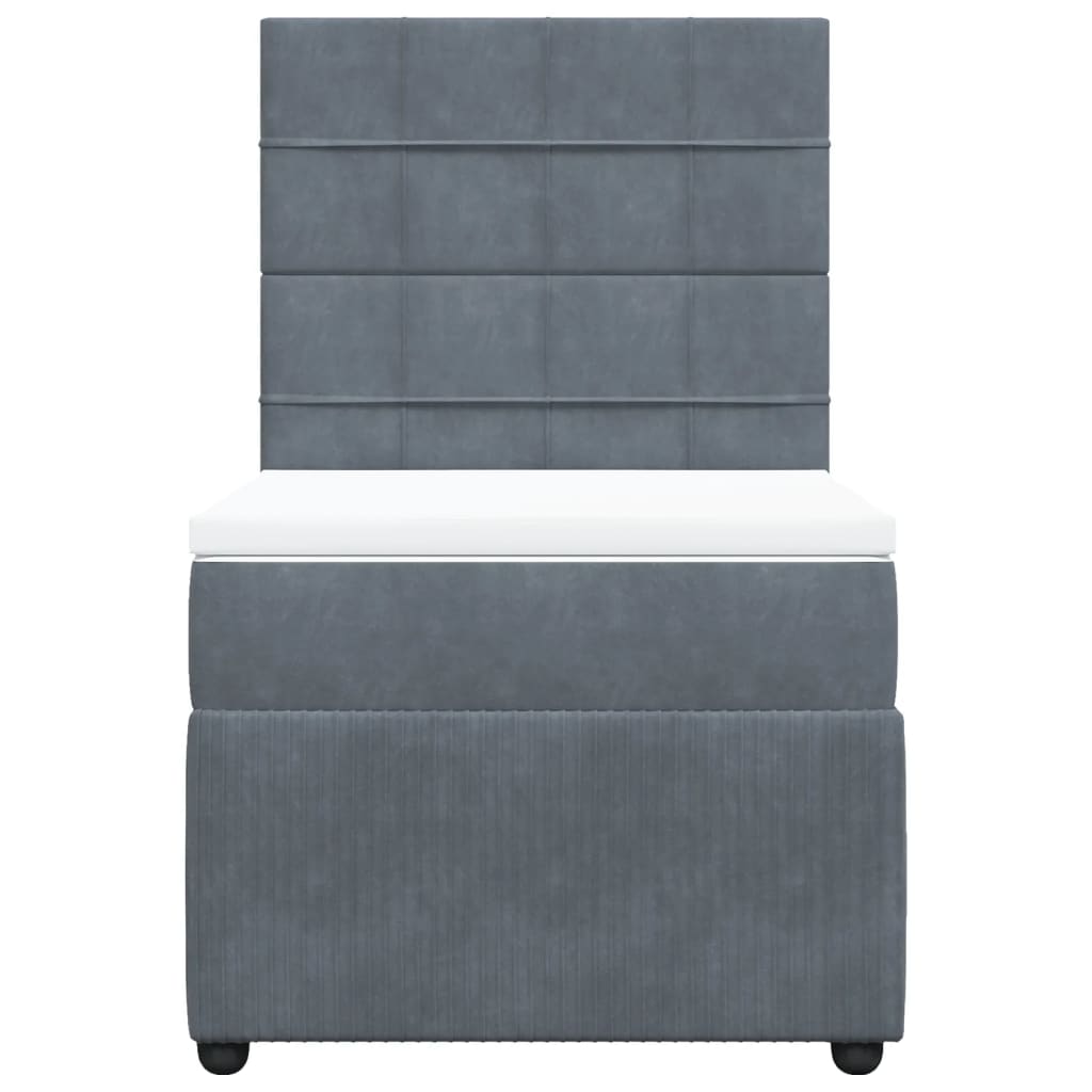Boxspring met matras fluweel donkergrijs 90x200 cm