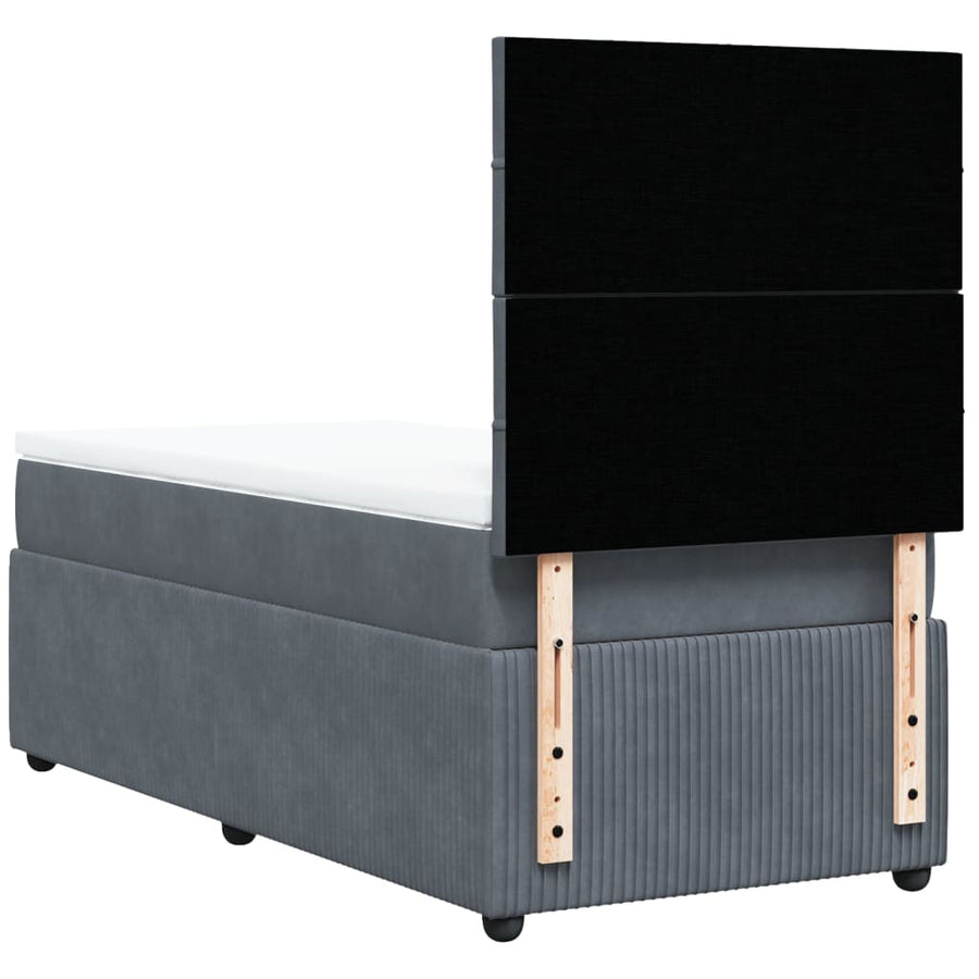 Boxspring met matras fluweel donkergrijs 90x200 cm