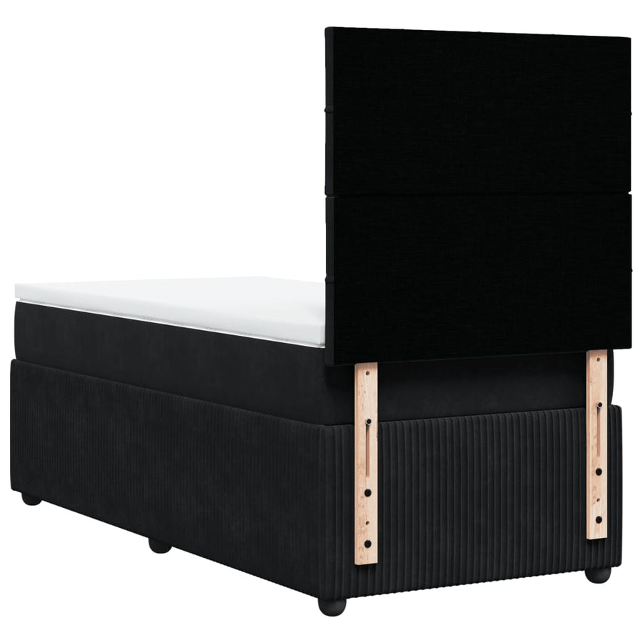 Boxspring met matras fluweel zwart 90x200 cm