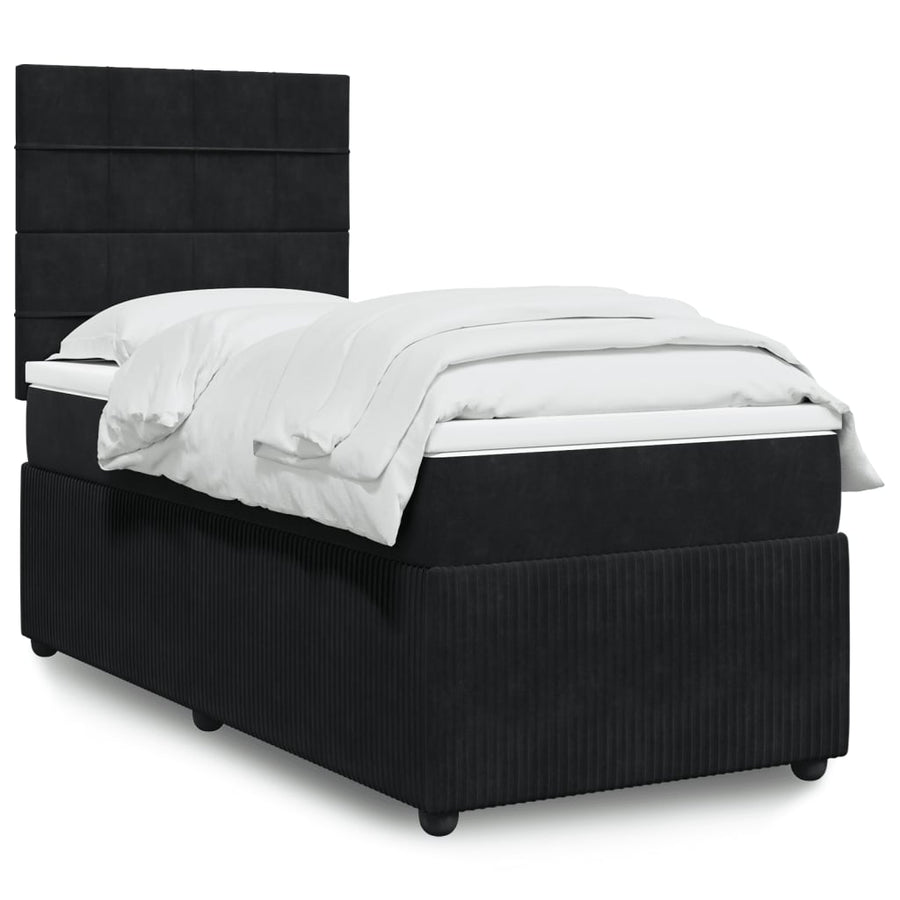 Boxspring met matras fluweel zwart 90x200 cm