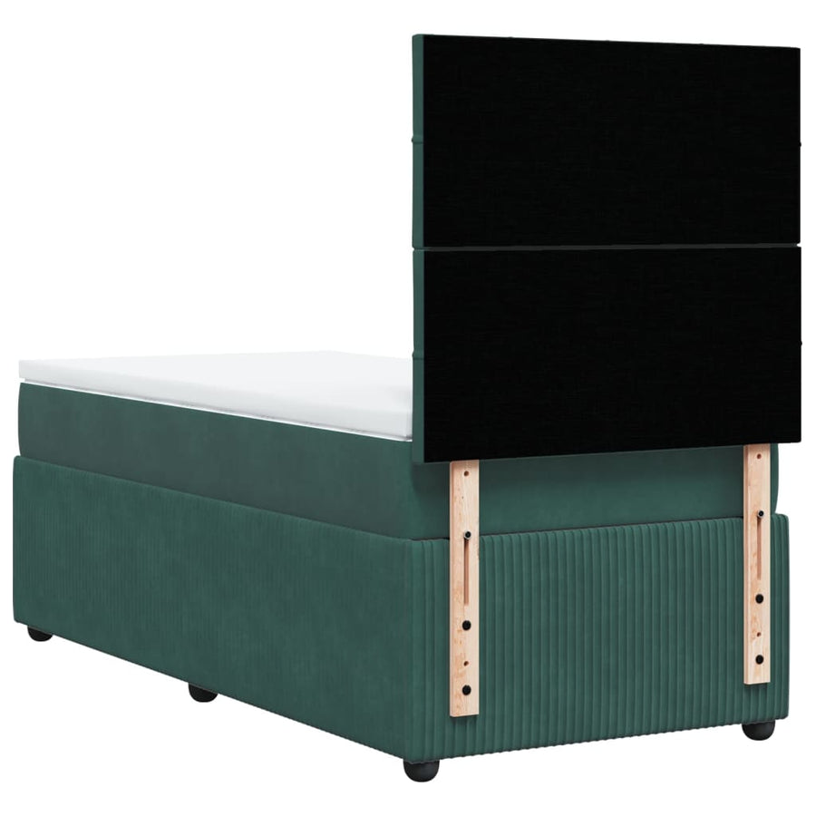 Boxspring met matras fluweel donkergroen 90x200 cm