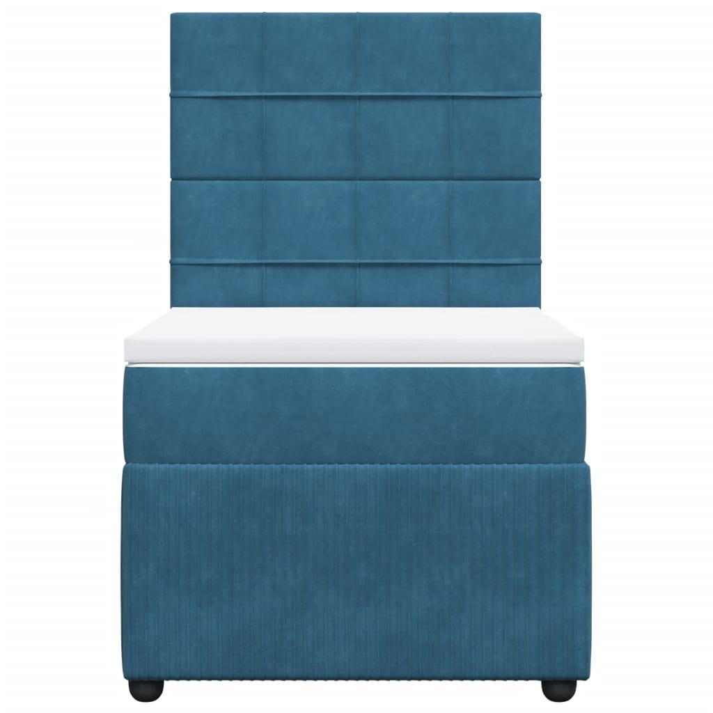 Boxspring met matras fluweel blauw 90x200 cm