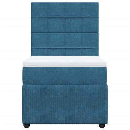 Boxspring met matras fluweel blauw 90x200 cm