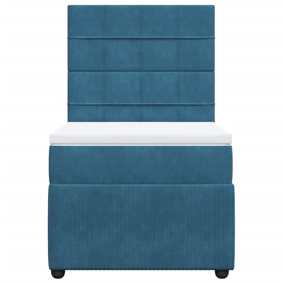 Boxspring met matras fluweel blauw 90x200 cm