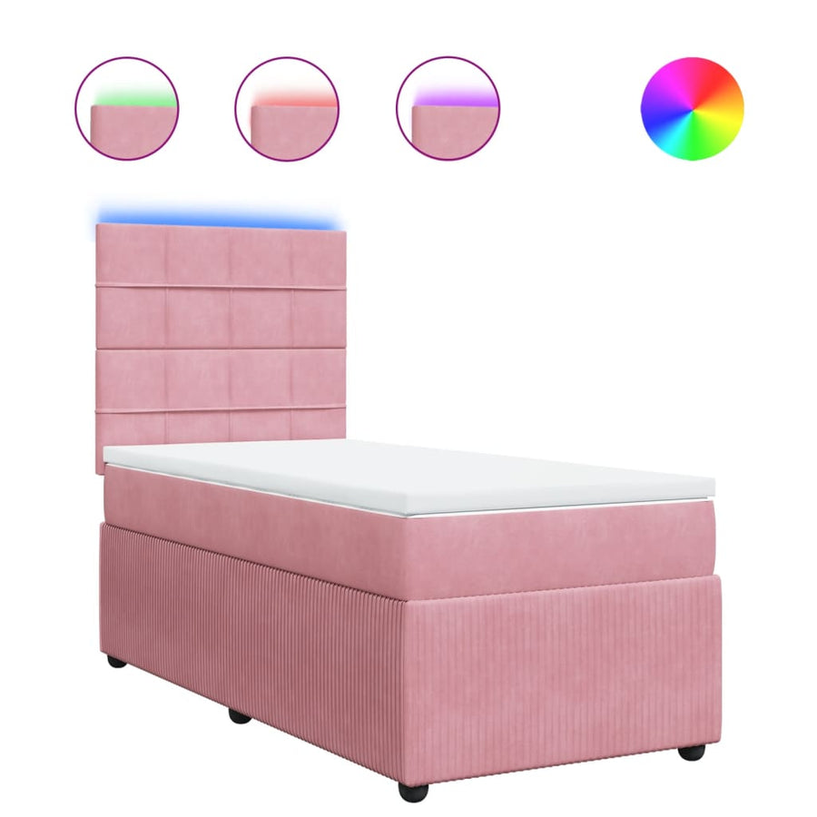 Boxspring met matras fluweel roze 90x200 cm
