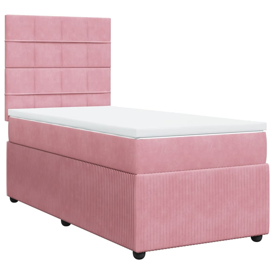 Boxspring met matras fluweel roze 90x200 cm