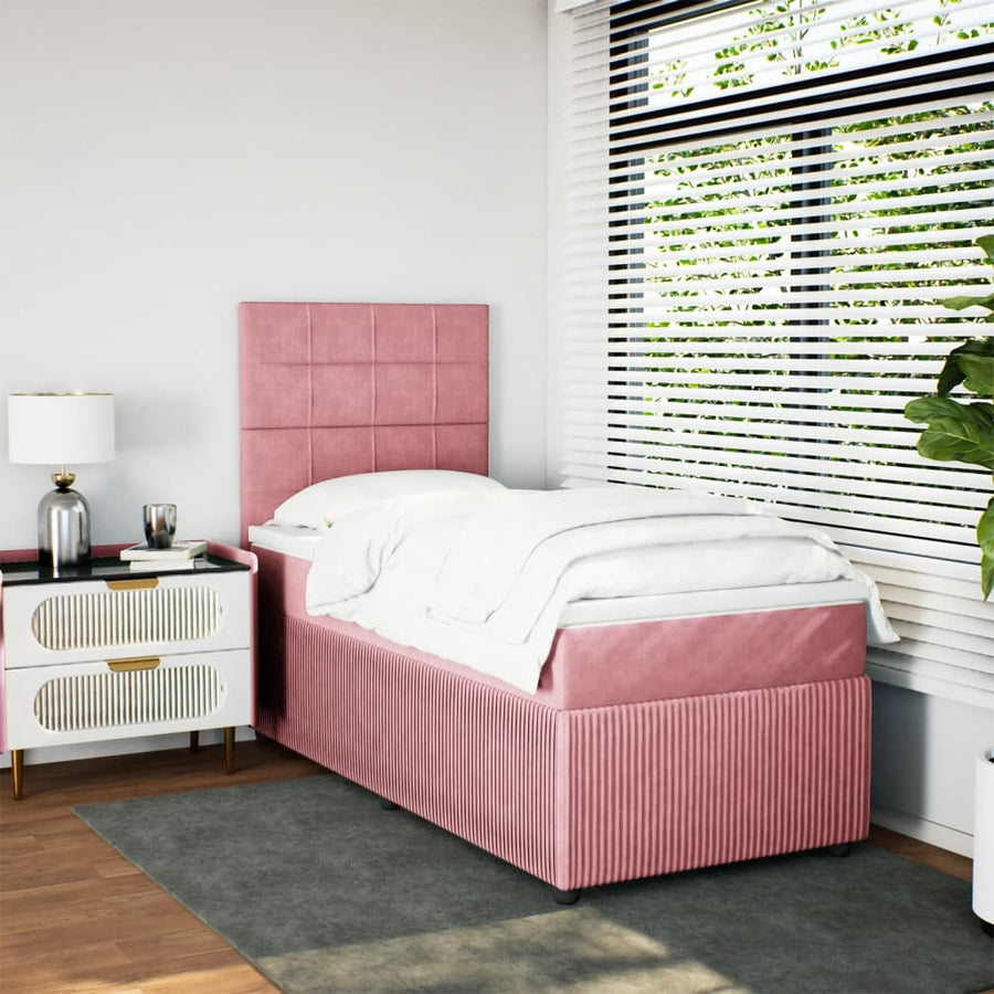 Boxspring met matras fluweel roze 90x200 cm