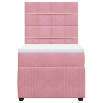 Boxspring met matras fluweel roze 90x200 cm
