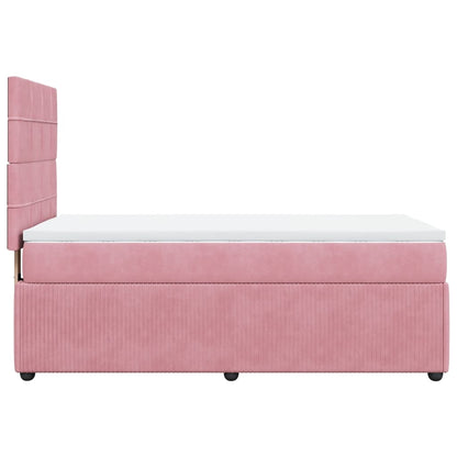 Boxspring met matras fluweel roze 90x200 cm