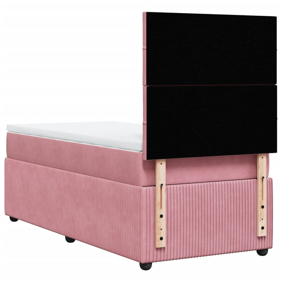 Boxspring met matras fluweel roze 90x200 cm