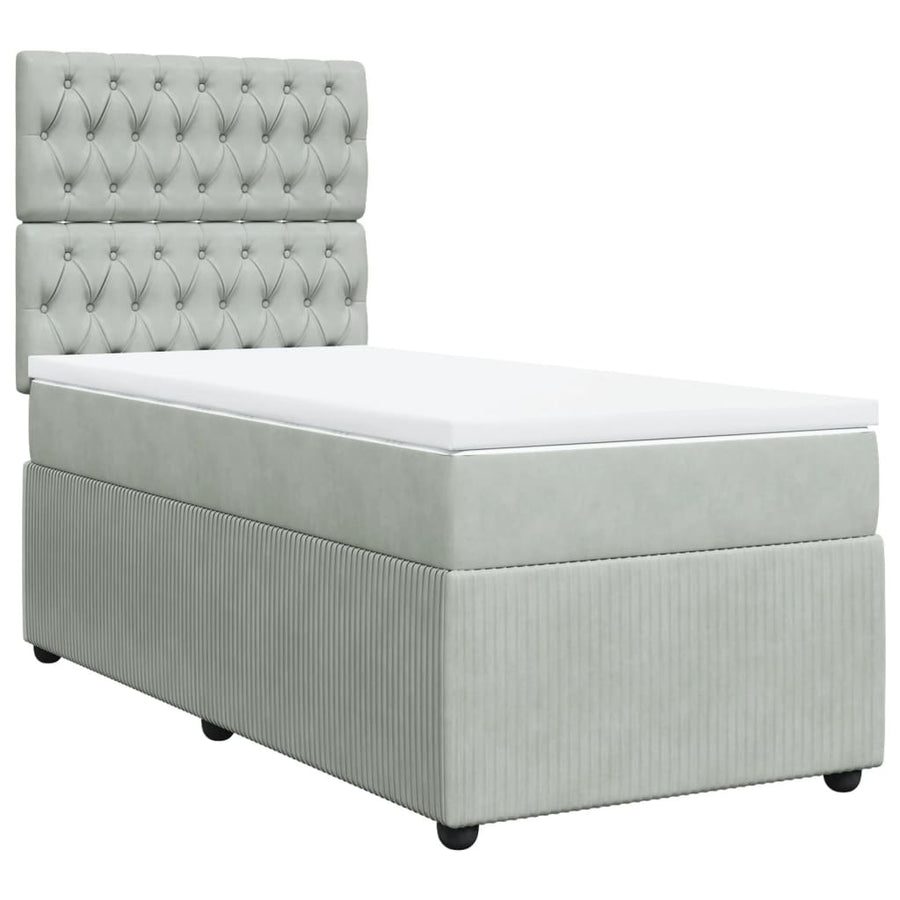 Boxspring met matras fluweel lichtgrijs 90x200 cm