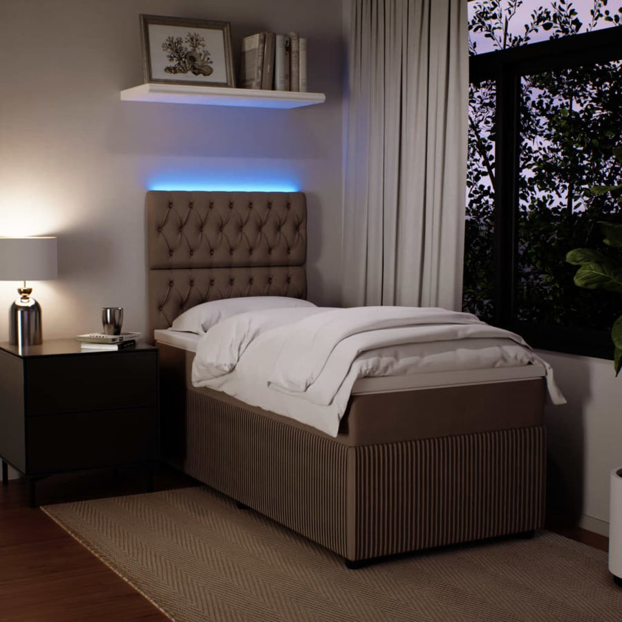 Boxspring met matras fluweel lichtgrijs 90x200 cm