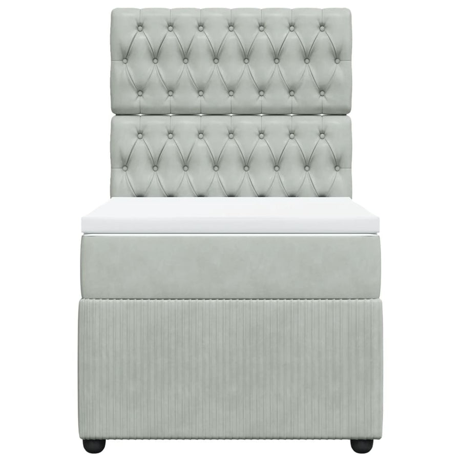 Boxspring met matras fluweel lichtgrijs 90x200 cm