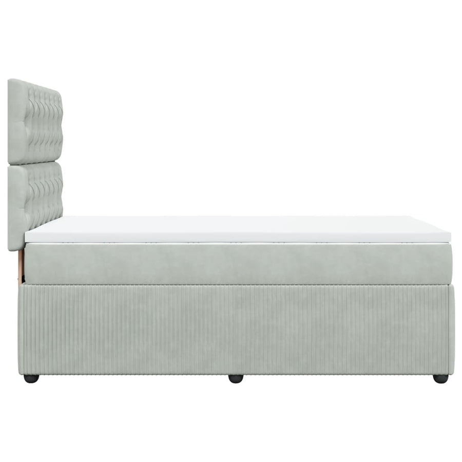 Boxspring met matras fluweel lichtgrijs 90x200 cm