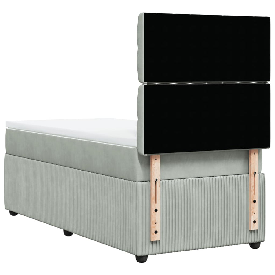 Boxspring met matras fluweel lichtgrijs 90x200 cm