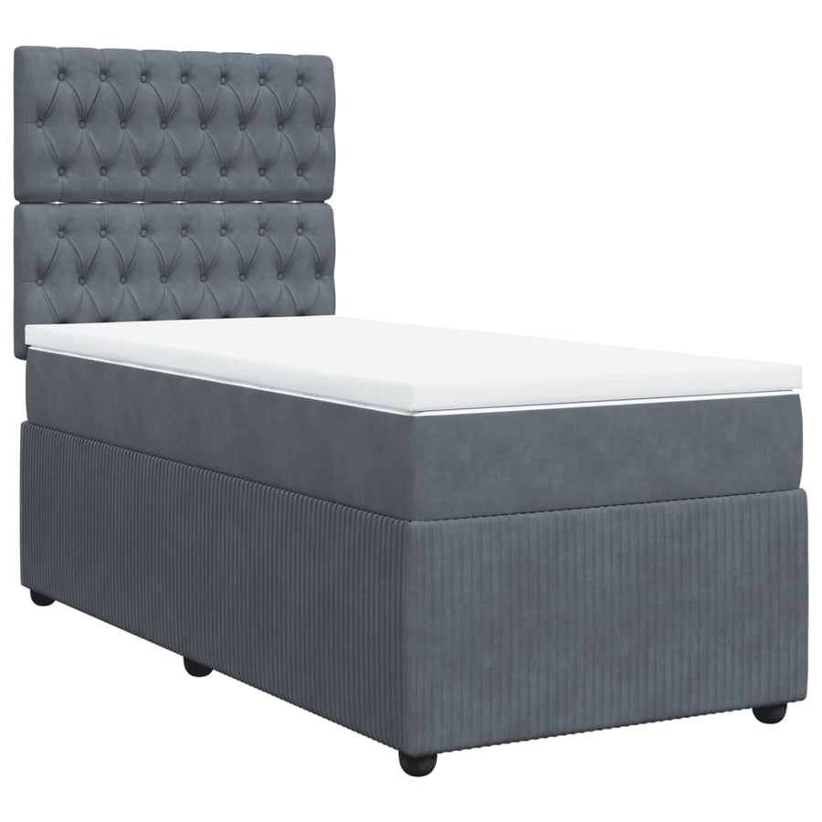 Boxspring met matras fluweel donkergrijs 90x200 cm