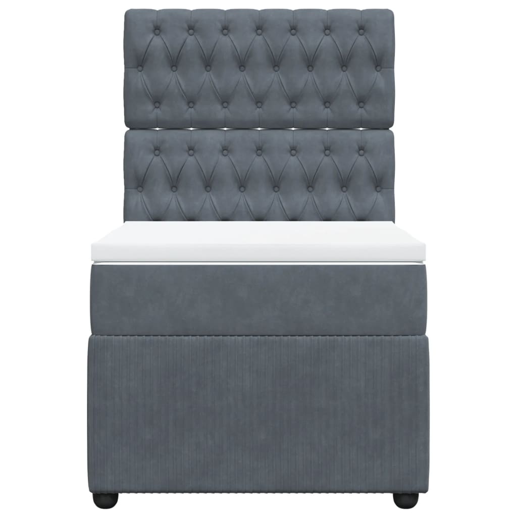 Boxspring met matras fluweel donkergrijs 90x200 cm