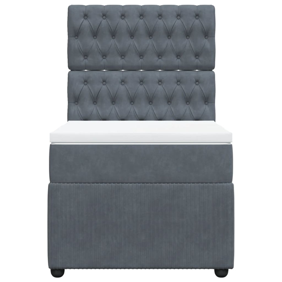 Boxspring met matras fluweel donkergrijs 90x200 cm