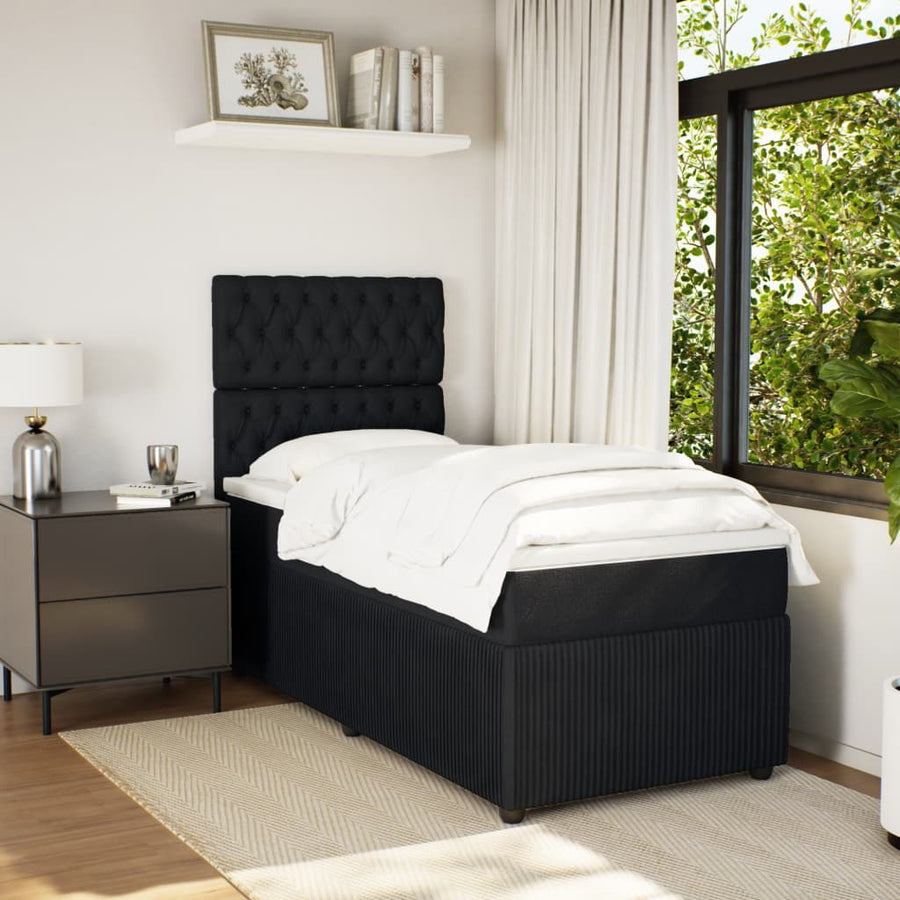 Boxspring met matras fluweel zwart 90x200 cm