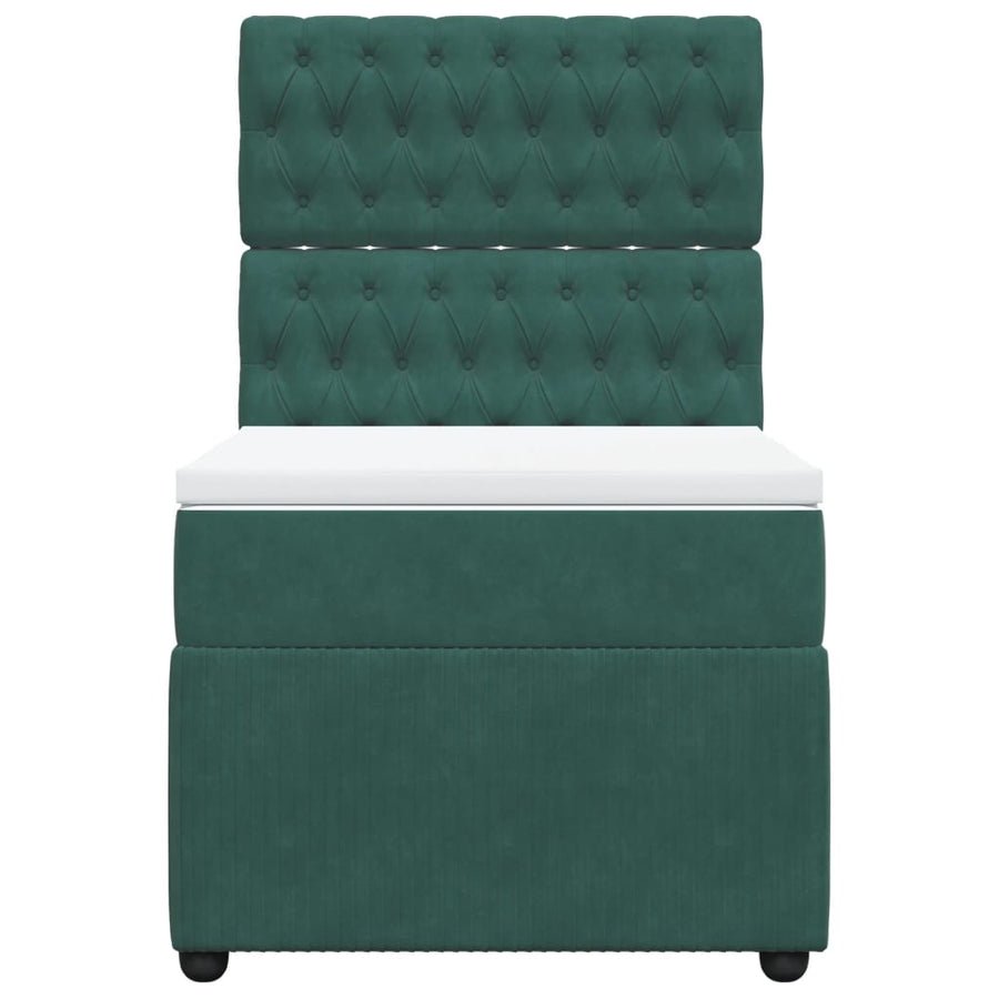 Boxspring met matras fluweel donkergroen 90x200 cm