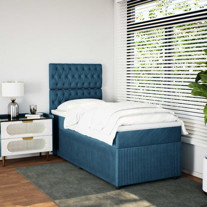 Boxspring met matras fluweel blauw 90x200 cm