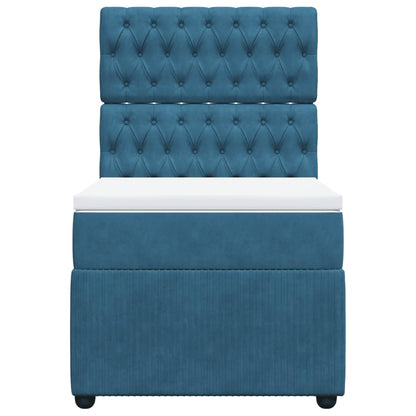 Boxspring met matras fluweel blauw 90x200 cm