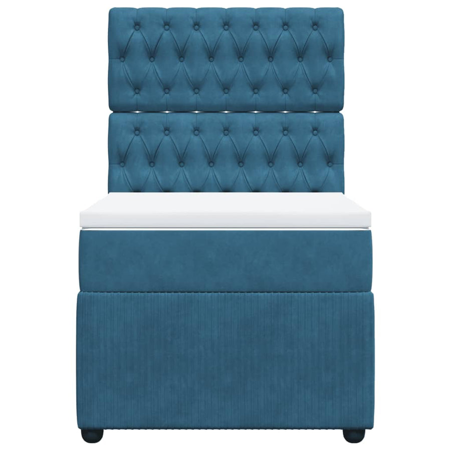 Boxspring met matras fluweel blauw 90x200 cm