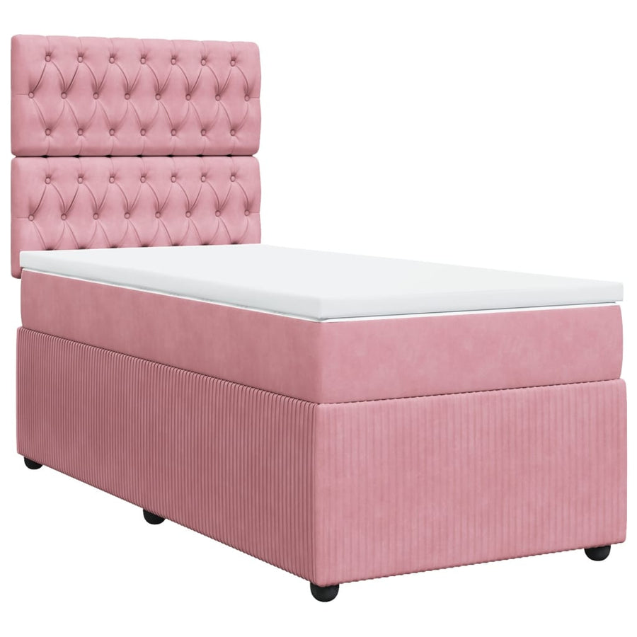 Boxspring met matras fluweel roze 90x200 cm