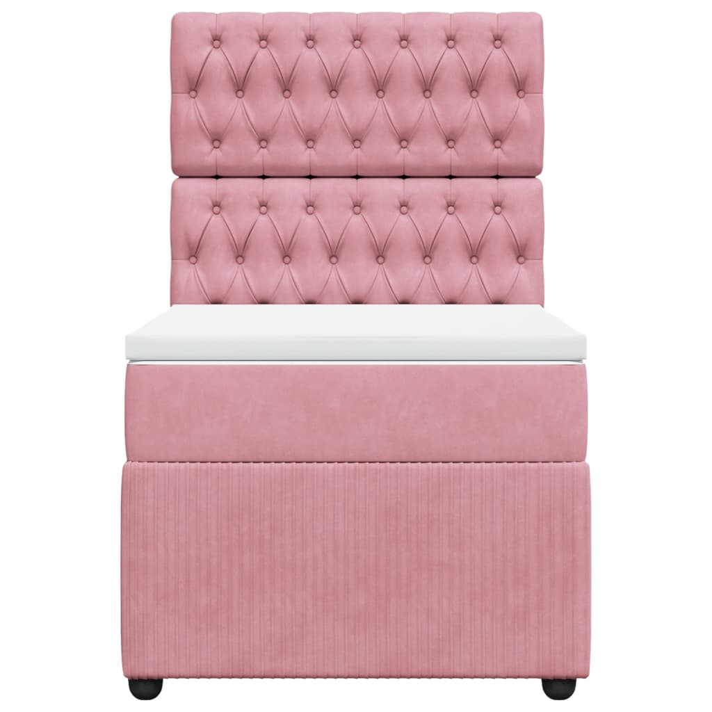 Boxspring met matras fluweel roze 90x200 cm