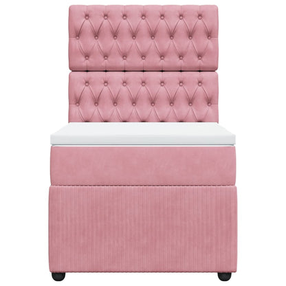Boxspring met matras fluweel roze 90x200 cm