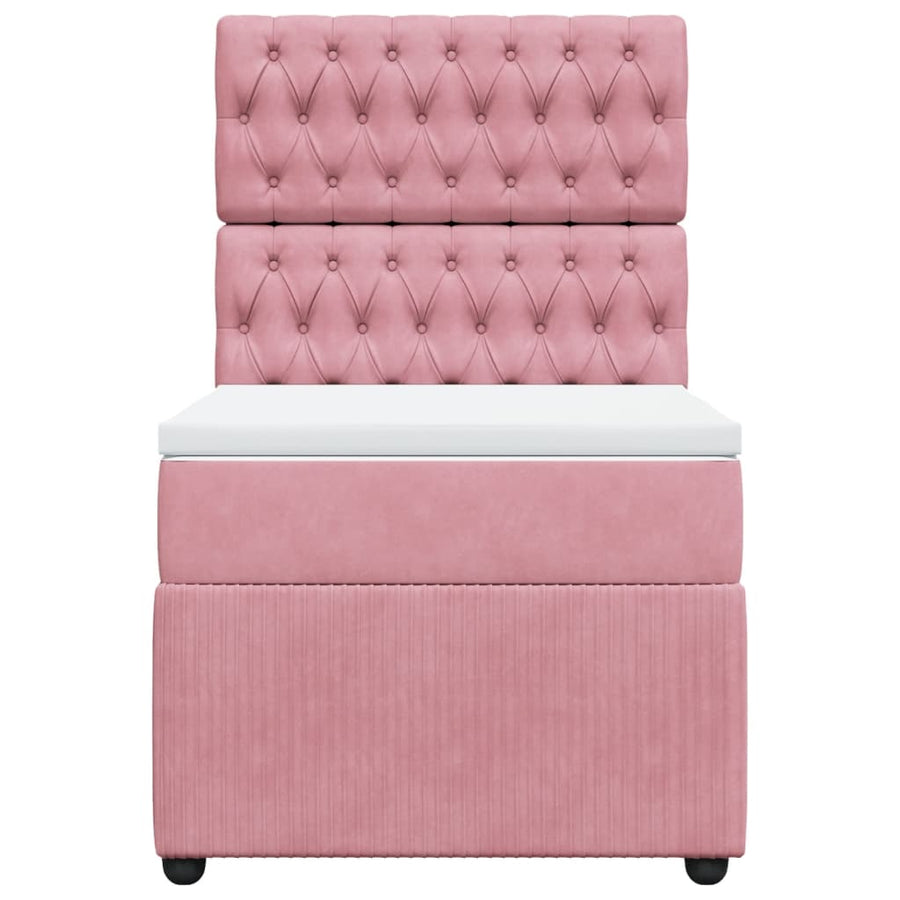 Boxspring met matras fluweel roze 90x200 cm