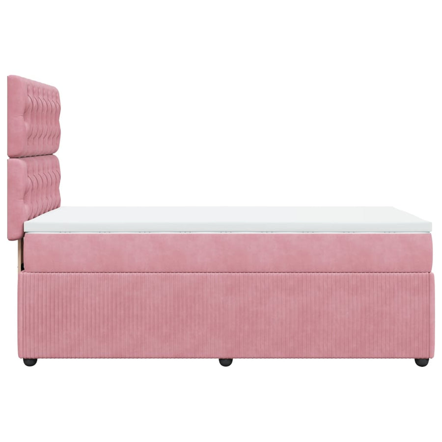 Boxspring met matras fluweel roze 90x200 cm