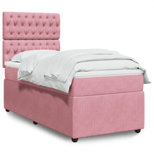 Boxspring met matras fluweel roze 90x200 cm