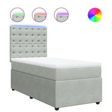 Boxspring met matras fluweel lichtgrijs 90x200 cm