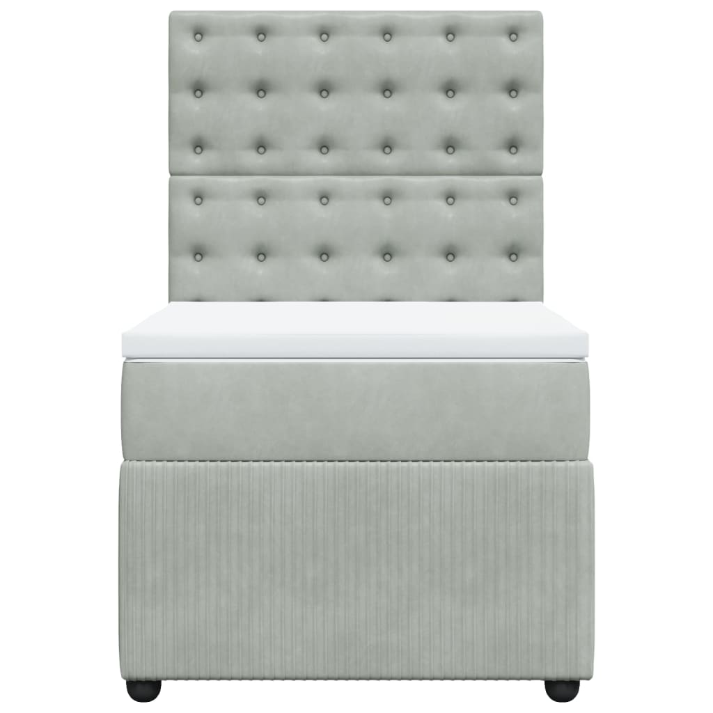 Boxspring met matras fluweel lichtgrijs 90x200 cm