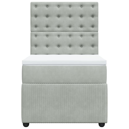 Boxspring met matras fluweel lichtgrijs 90x200 cm