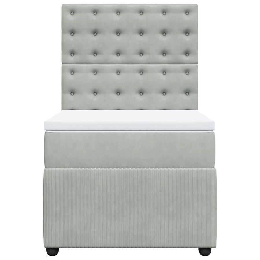 Boxspring met matras fluweel lichtgrijs 90x200 cm