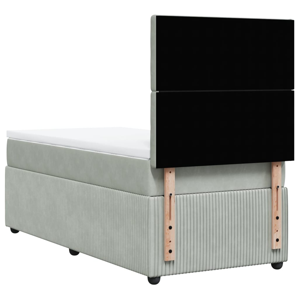 Boxspring met matras fluweel lichtgrijs 90x200 cm