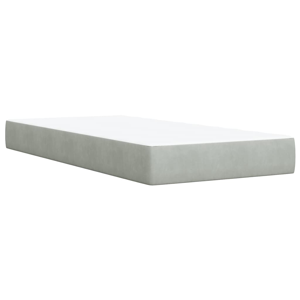 Boxspring met matras fluweel lichtgrijs 90x200 cm