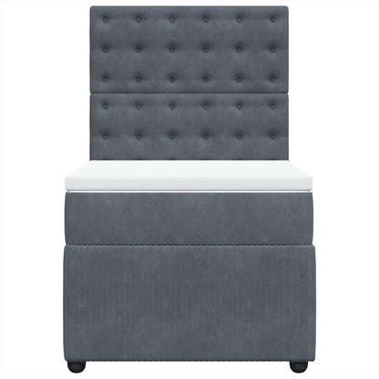 Boxspring met matras fluweel donkergrijs 90x200 cm