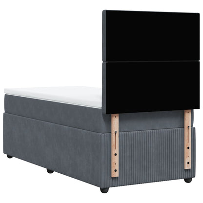 Boxspring met matras fluweel donkergrijs 90x200 cm