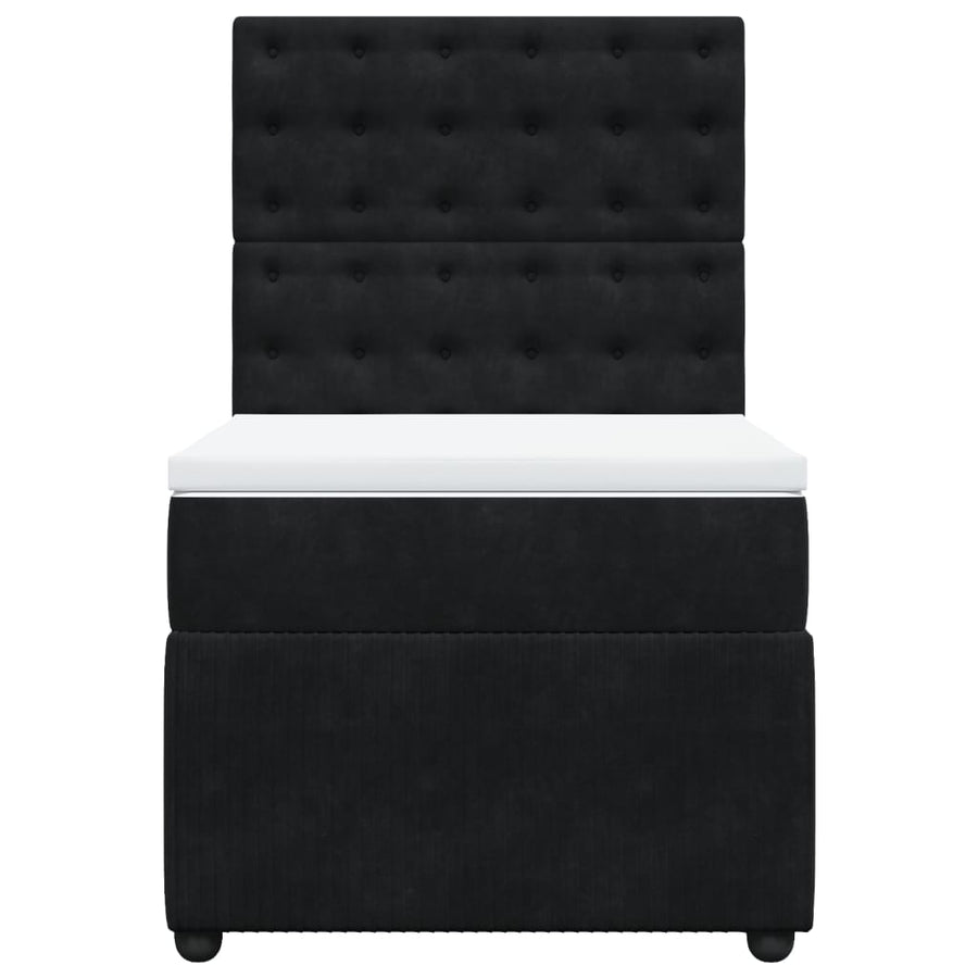 Boxspring met matras fluweel zwart 90x200 cm