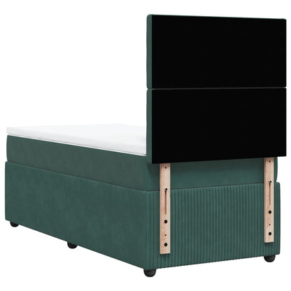 Boxspring met matras fluweel donkergroen 90x200 cm