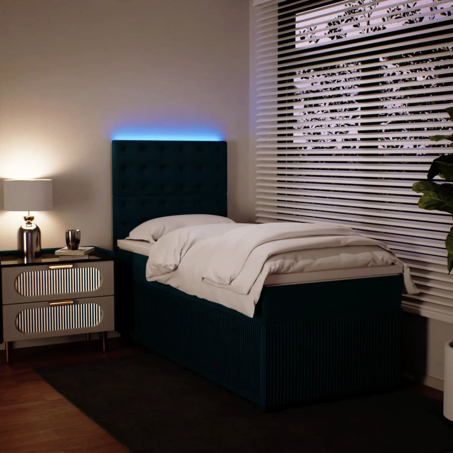 Boxspring met matras fluweel blauw 90x200 cm