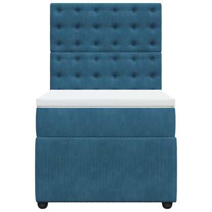 Boxspring met matras fluweel blauw 90x200 cm