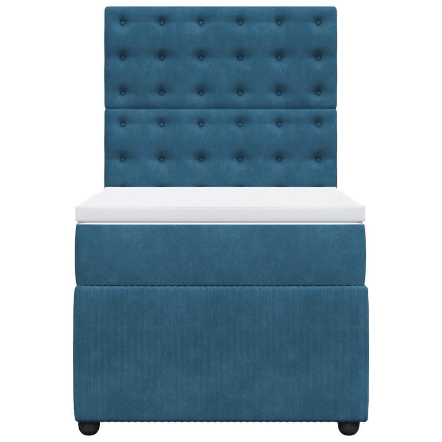 Boxspring met matras fluweel blauw 90x200 cm