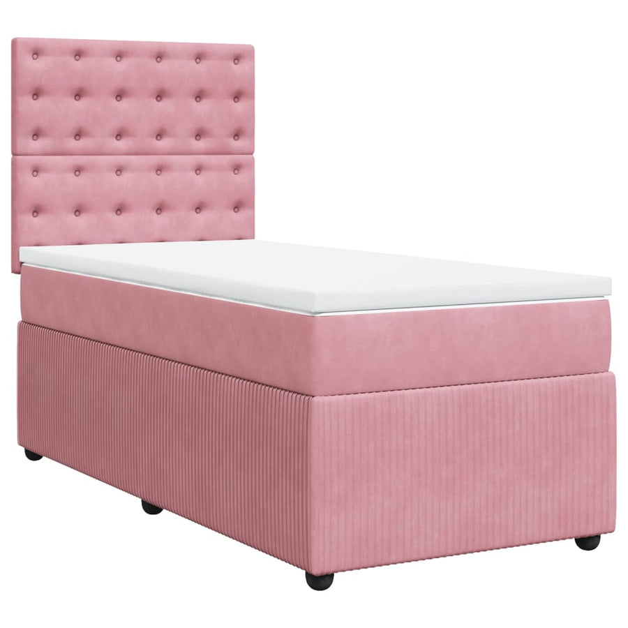 Boxspring met matras fluweel roze 90x200 cm