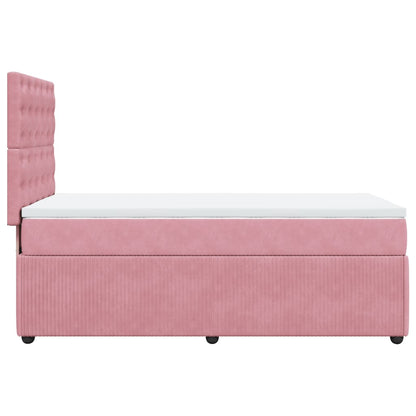 Boxspring met matras fluweel roze 90x200 cm