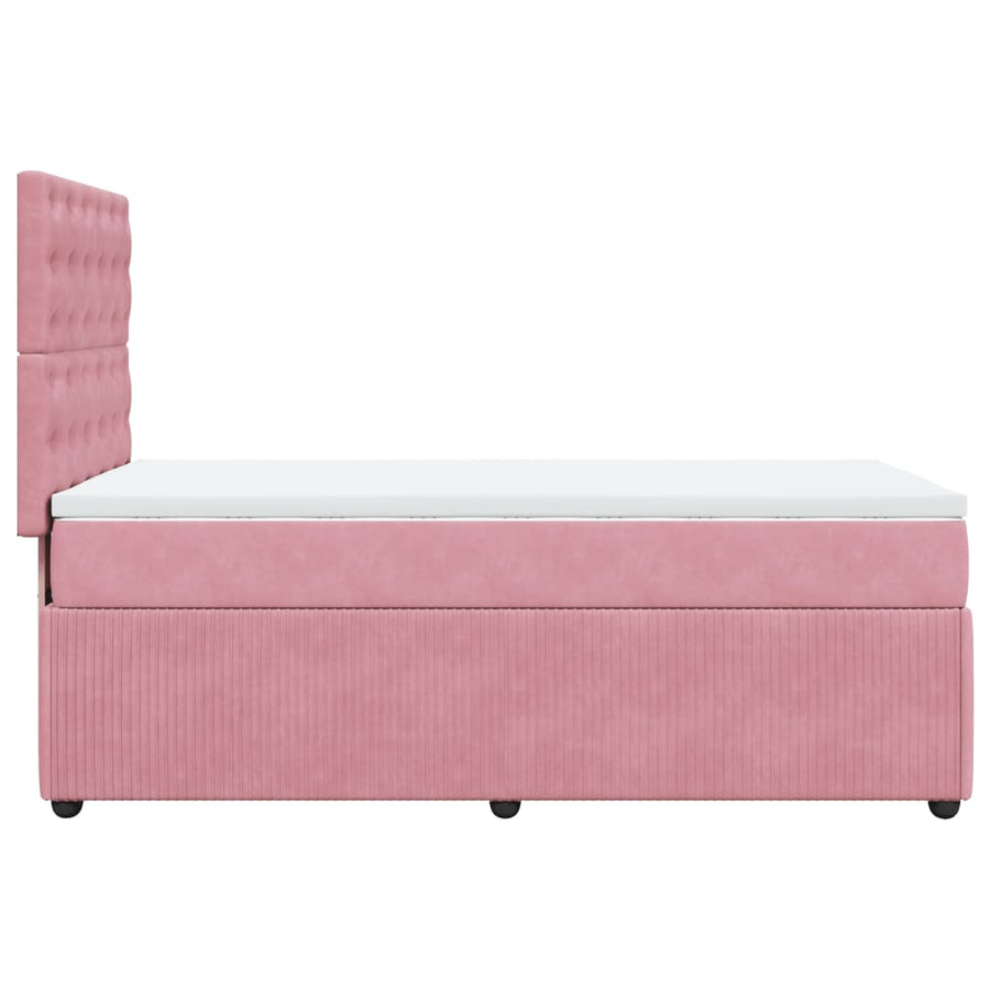 Boxspring met matras fluweel roze 90x200 cm