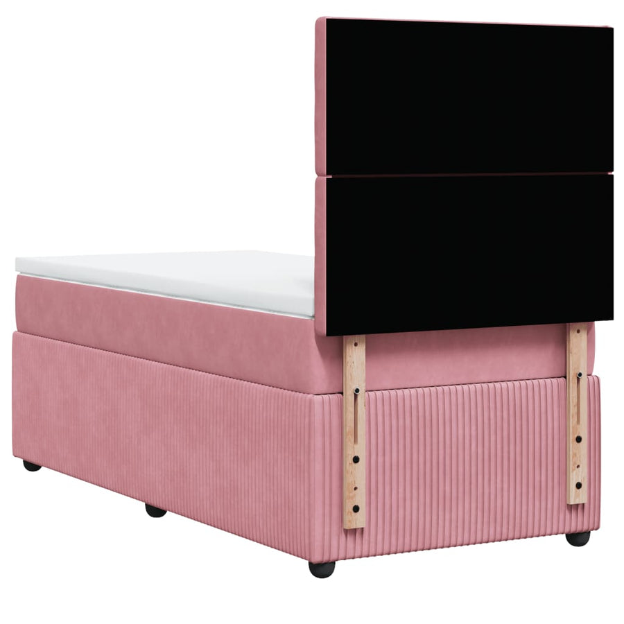 Boxspring met matras fluweel roze 90x200 cm